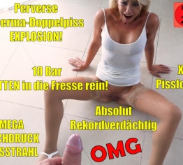 Mega perverse Sperma-Doppelpiss-Explosion | Hochdruckpissstrahl vs. Pissfotze!!
