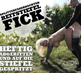 SPLITTERFASERNACKTER REITSTIEFEL FICK | heftig abgeritten und auf die Stiefel gespritzt