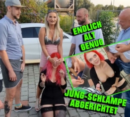 Jung-Schlampe endlich Alt genug! Am Geburtstag zum Gangbang Luder gemacht!