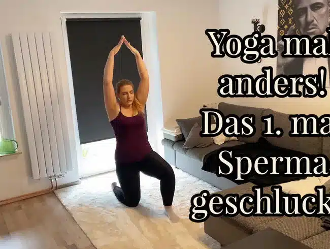 Yoga with a difference! The 1st time sperm swallowed!