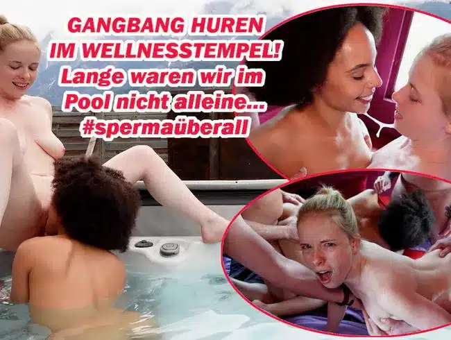 SPERMKUSS-GB! 8 cocks for 2 cunts! GANGBANG in the pool area!