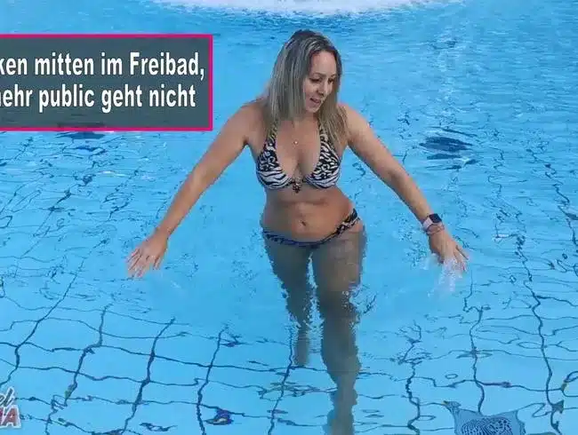 Fucking in the middle of the outdoor pool, more public is not possible
