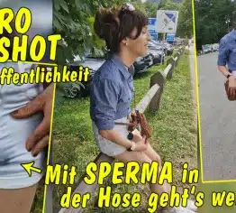 Cumshot mit Vibro-Toy in der Öffentlichkeit! Mit Sperma in der Hose durch Touristenmassen!