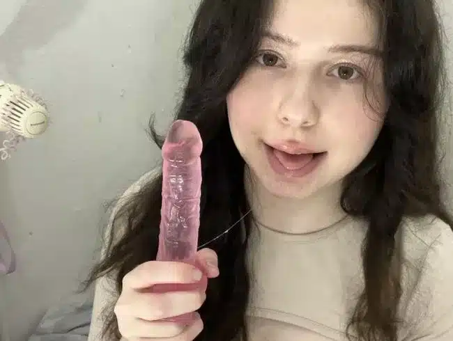 My first real BLOWJOB with a dildo!!!