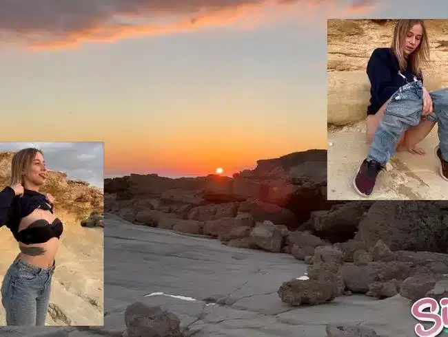 Pissing at sunset with a spectator